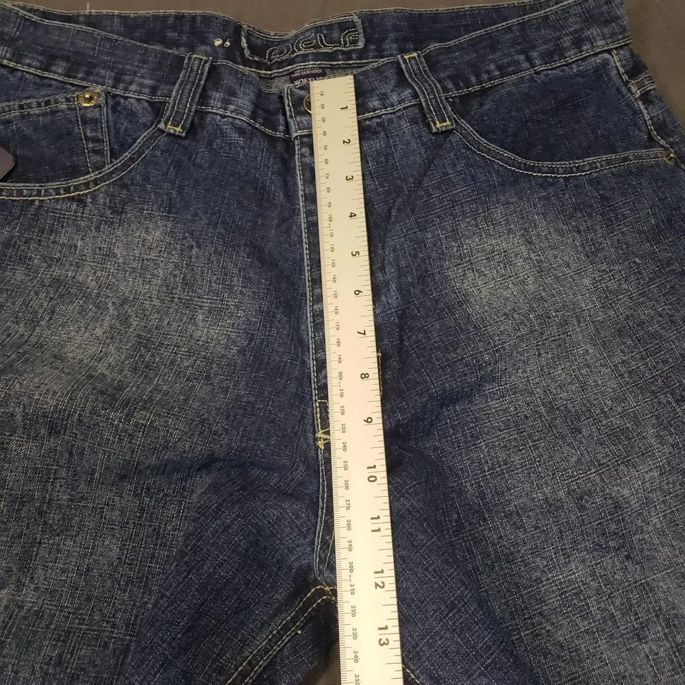 Delf Jeans Mens 36x30 Dark Blue Wide Leg Baggy Y2K Streetwear Denim 6208